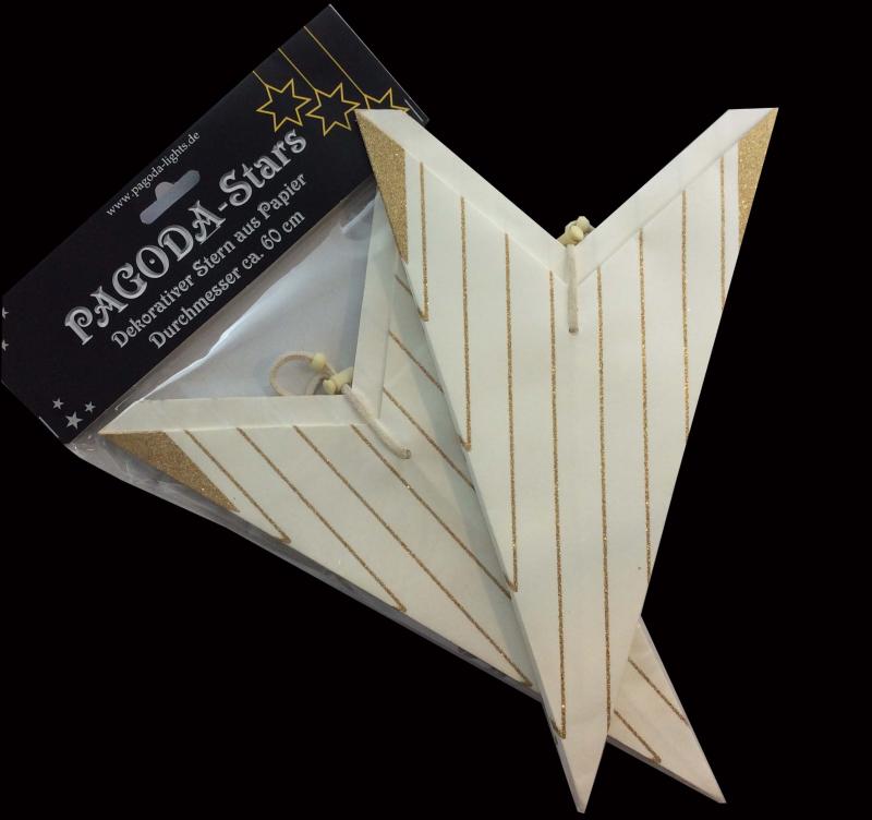 Harleen White - Faltbarer Leuchtstern, Weihnachtsstern aus Papier mit 7 Zacken, 60 cm